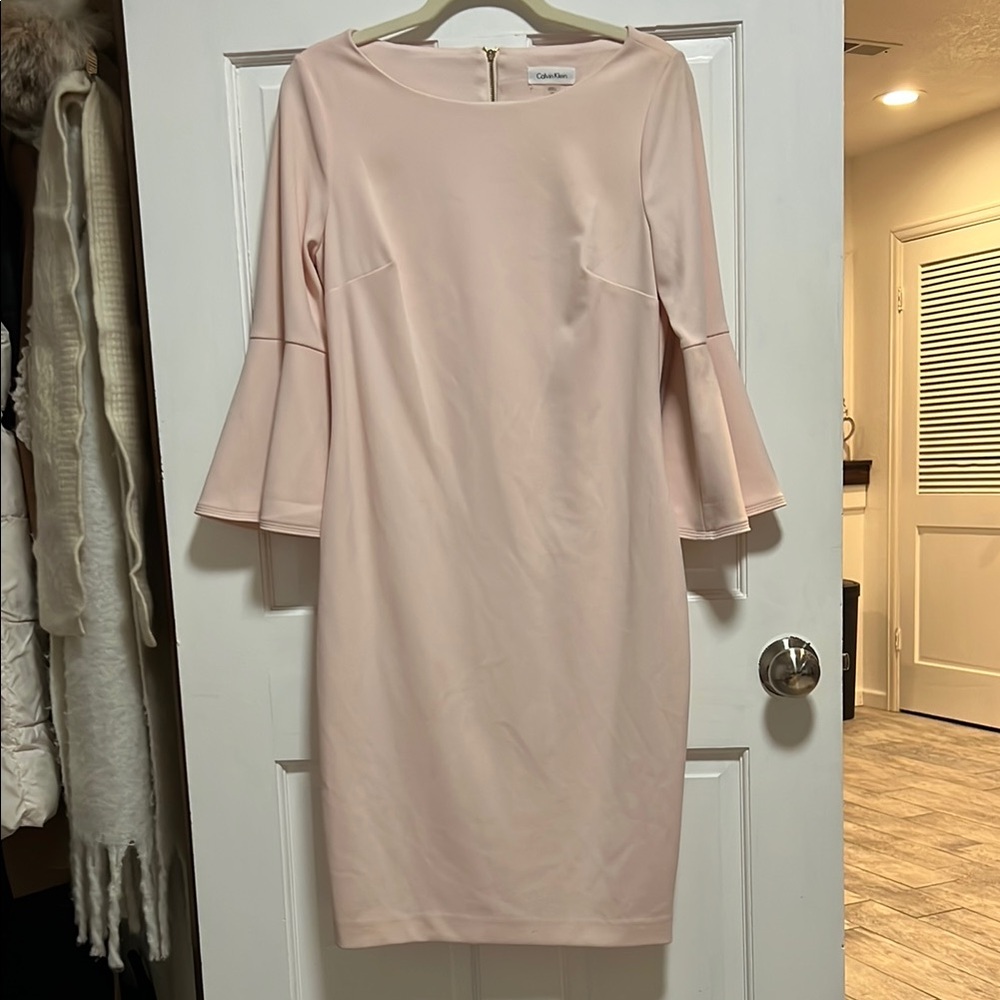 Calvin Klein Blush Pink Bell Sleeve Dress